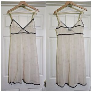 Mazi Melbourne Sheer Cream Slip Nightie With Black Lace Trim Size Small